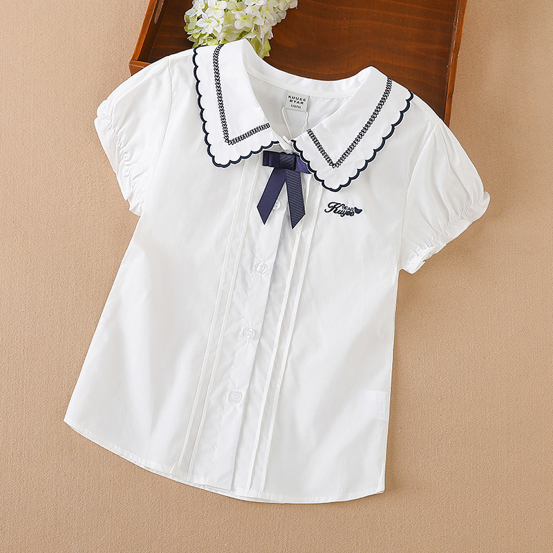 女童白襯衫夏季純棉洋氣