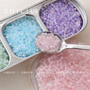 【镀彩系列】4mm镀彩菱形玻璃水晶散珠diy手工串珠项链饰品材料