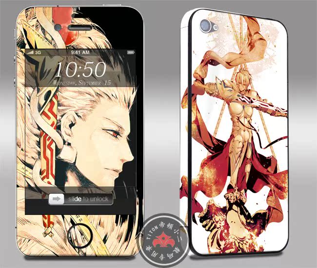 Æ»¹ûiPhone4/4S/5 5sÍ´»úÌùÖ½½ðÉÁÉÁSABER ÌùĤ¶¯ÂþÊÖ»ú¿¨Í¨²ÊÌù