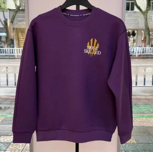 安踏正品欧文圆领套头衫2025冬新款时尚潮加绒针织卫衣172541711N