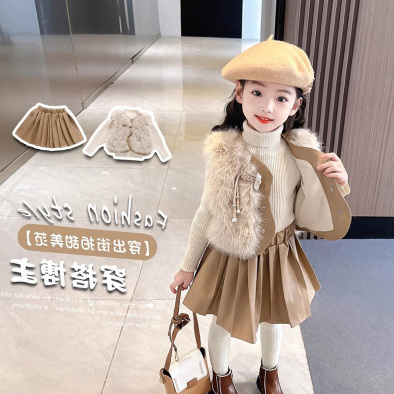 女童小香风冬裙套装2025新款