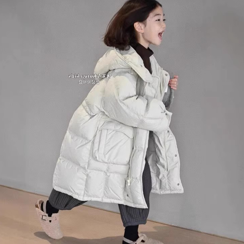 韩国童装儿童羽绒服2025新款女童冬装棉服加厚中长款外套男童棉衣