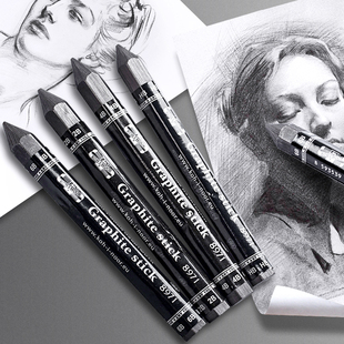 酷喜乐石墨棒碳条铅笔无木全铅6b速写素描绘画写生2b实心炭4b超粗hb炭笔初学者学生专业美术粗芯全芯碳棒