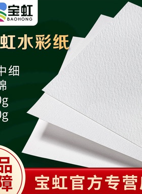 宝虹水彩纸300g中粗棉浆纸8k16k美术生专用水彩画纸丙烯马克笔专用纸200g4k32k细纹粗纹保定学院级水彩本便携