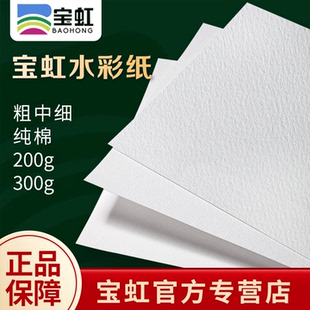 宝虹水彩纸300g中粗棉浆纸8k16k美术生专用水彩画纸丙烯马克笔专用纸200g4k32k细纹粗纹保定学院级水彩本便携