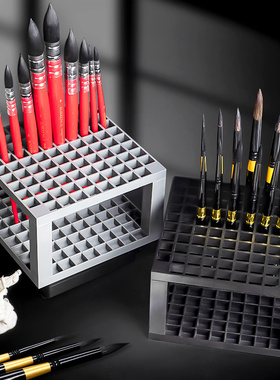 柏伦斯多空组合式白色塑料圆形便携可拆手绘画笔筒固定笔夹晾笔架子画笔擦座创意美术生画笔架挂插收纳笔座盒