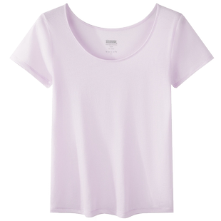 宜而爽内衣女士60支精梳纯棉汗衫宽松大码圆领短袖衫妈妈夏季睡衣