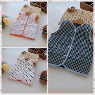 清仓包邮男女儿童纯棉小童丝绵马甲贴身暖胸护背棉坎肩棉背心马夹