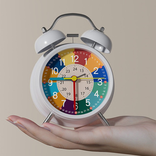 小学生认时钟表金属打铃大铃声闹钟金属儿童桌面床头静音走时台钟