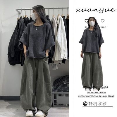 夏季一整套时尚穿搭女2025新款韩版宽松短袖上衣潮流休闲裤两件套