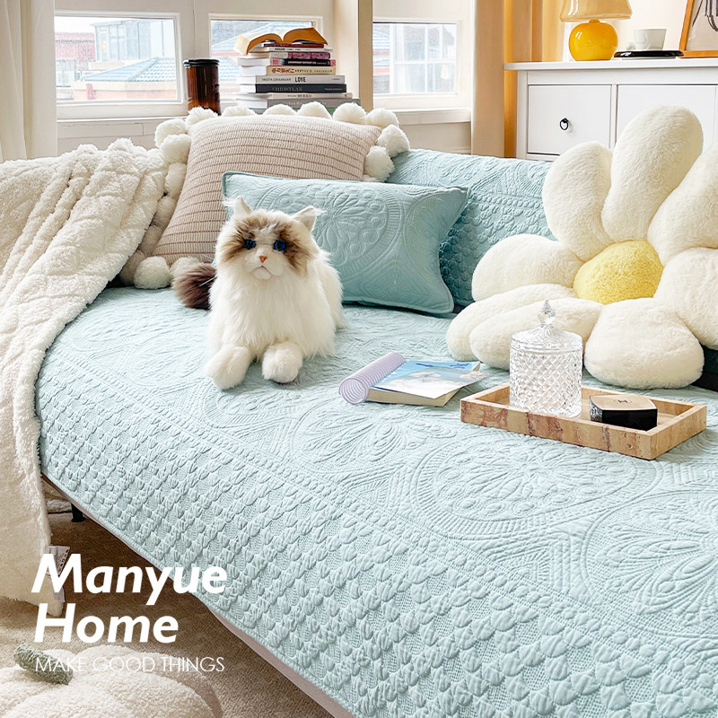 蔓越家 Vintage绗绣 法式复古纯棉沙发垫全棉靠背巾沙发套罩坐垫,居家布艺,沙发垫,淘宝优惠券,粉丝福利购,淘宝优惠卷