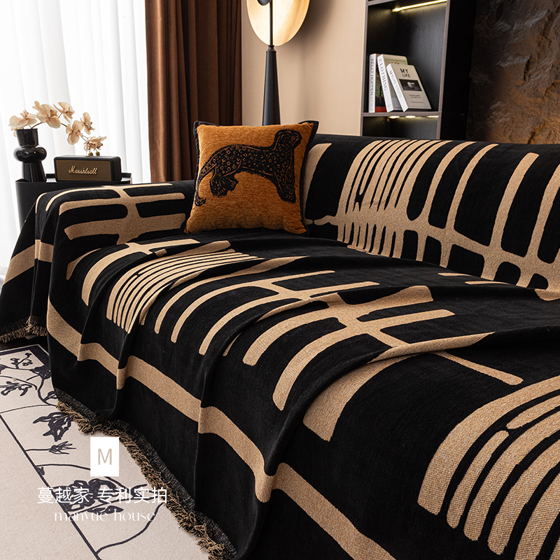 雪尼尔复古靠背巾不沾毛不起球