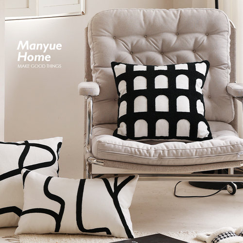 蔓越家现代简约全棉腰靠枕含芯