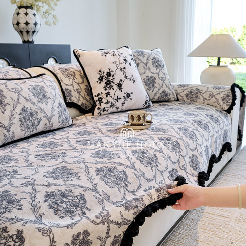 蔓越家复古毛绒不规则沙发坐垫