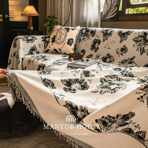 雪尼尔复古法式沙发巾提花盖毯