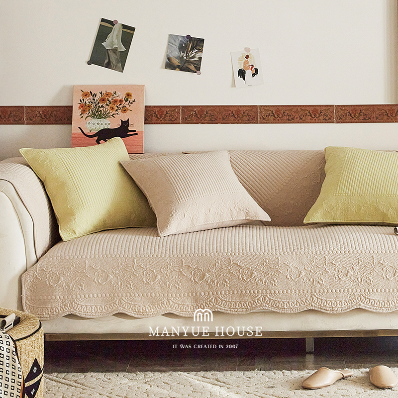 蔓越家 落日玫瑰 复古绣花沙发垫通用全棉沙发套罩巾坐垫纯棉防滑,居家布艺,沙发垫,淘宝优惠券,粉丝福利购,淘宝优惠卷
