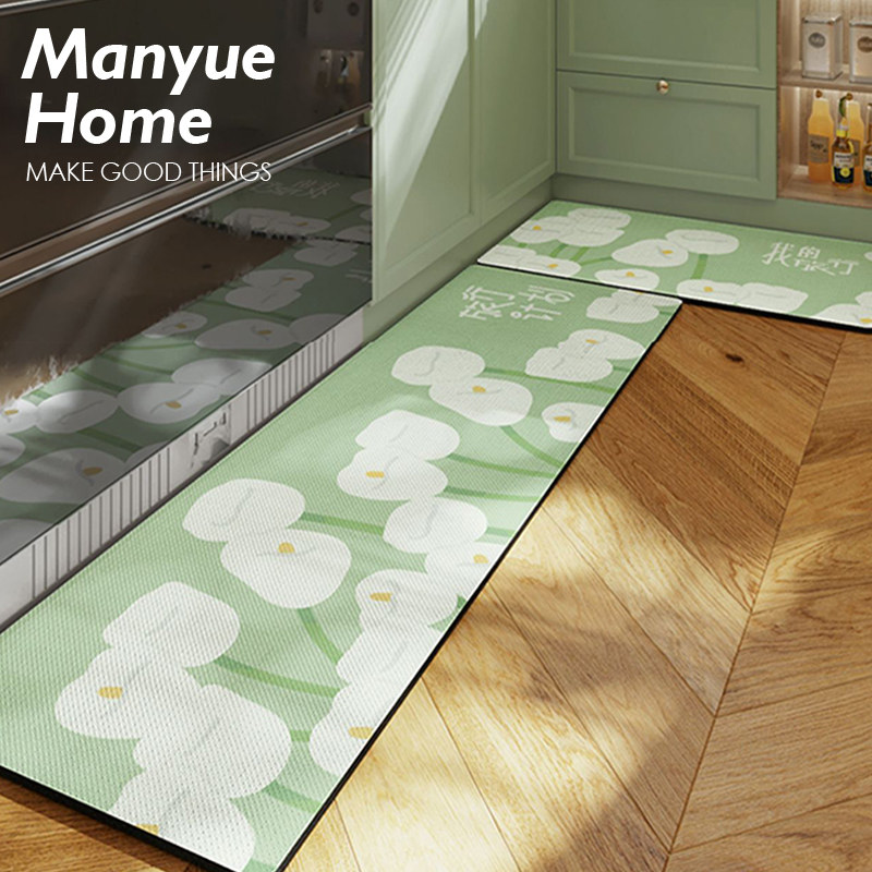 蔓越家  地垫家用厨房花朵地毯防油防污脚垫免洗可擦拭长条防滑垫,居家布艺,厨房地垫,淘宝优惠券,粉丝福利购,淘宝优惠卷