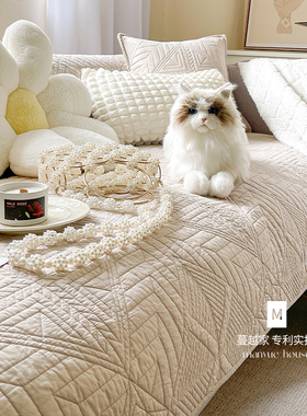 蔓越家 tartan格纹 法式复古纯棉沙发垫沙发套罩盖布靠背巾坐垫