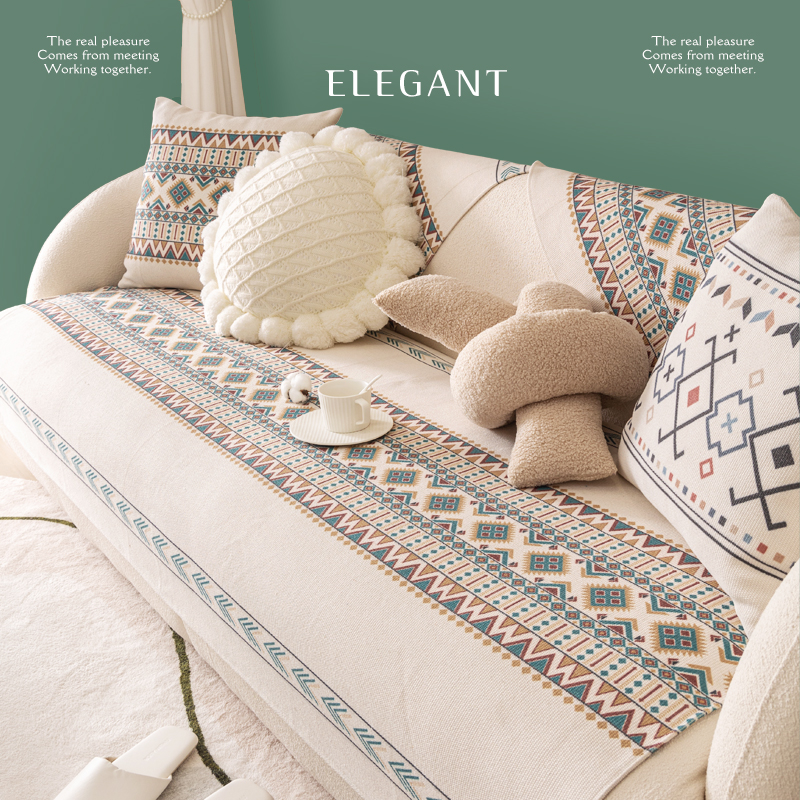 北欧夏季复古棉麻沙发垫