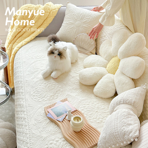 水洗棉防滑重工绗绣沙发垫