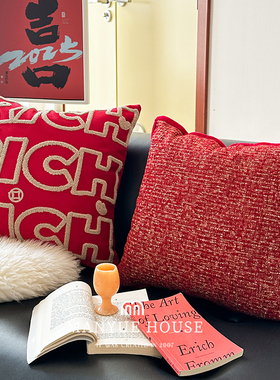 蔓越家 2026新年高级红客厅沙发抱枕靠垫卧室床头靠垫腰枕靠背枕