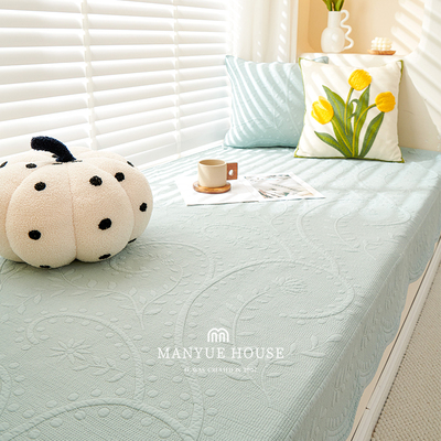 高档绗绣飘窗垫水洗全棉