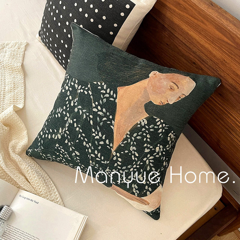 蔓越家 ins法式复古棉麻抱枕抱枕套客厅沙发靠垫酒店样板间靠枕
