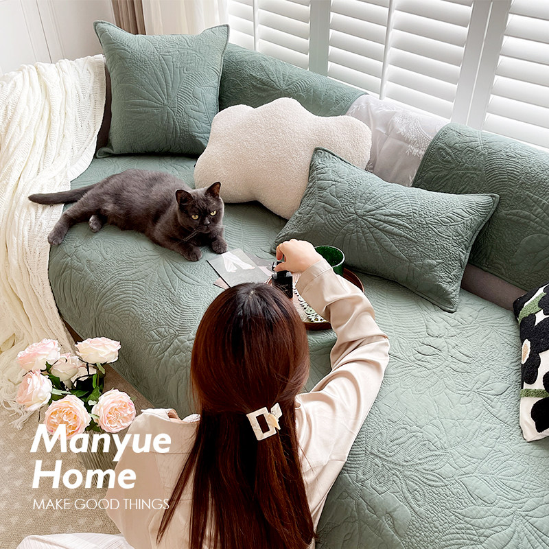 蔓越家 ins复古水洗棉沙发垫四季款客厅防滑沙发套罩纯棉沙发坐垫,居家布艺,沙发垫,淘宝优惠券,粉丝福利购,淘宝优惠卷