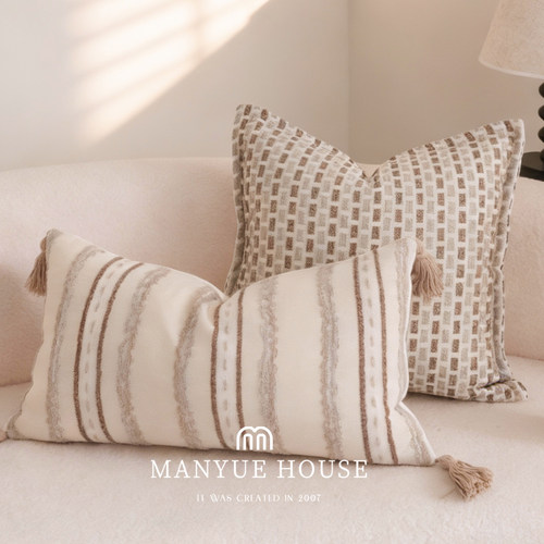 蔓越家侘寂中古客厅沙发抱枕靠垫