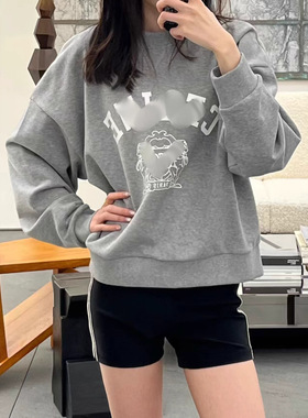 2025新款C灰色凯旋门徽标字母logo印花圆领套头休闲长袖卫衣外套