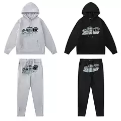 Trapstar Set Black Tiger Head Towel Embroidery Fleece-Lined Hooded Sweatshirt Cuffed Zipper Pants Casual Sweatpants for Men