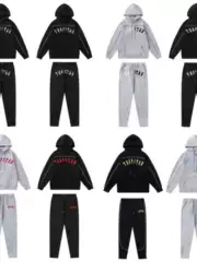 Trapstar Gradient Lettering Towel Embroidery 3D Letter Fleece-Lined Hoodie and Sweatpants Trendy Casual Set Warm
