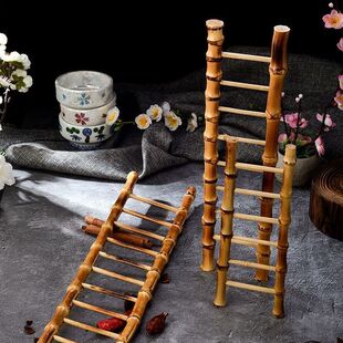 刺身摆盘装饰品竹梯子创意餐饮酒店冷菜菜品盘饰点缀意境小摆件