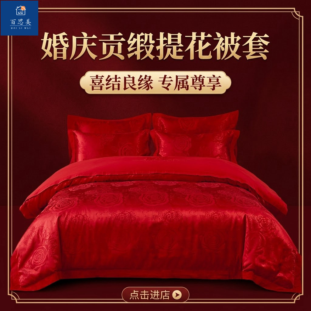 全棉贡缎提花四件套单件被