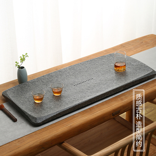 仟舟石茶盘天然乌金石茶盘家用古风原石面简约整块石头茶台大茶海