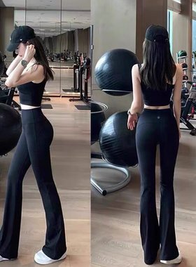 lulu同款高个子瑜伽裤加绒秋冬女微喇叭裤Groove高腰显瘦健身长裤