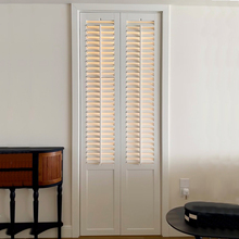 实木百叶门衣帽间折叠门储物间门活百叶隔断门无下轨洗衣房门定制