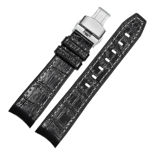 适配浪琴名匠L2L4弧口硅胶手表带男月相军旗大师蝴蝶扣橡胶带20mm