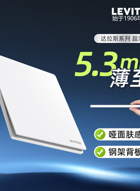 LEVITON立维腾达拉斯系列超薄开关插座哑面霜羽白USB家用面板