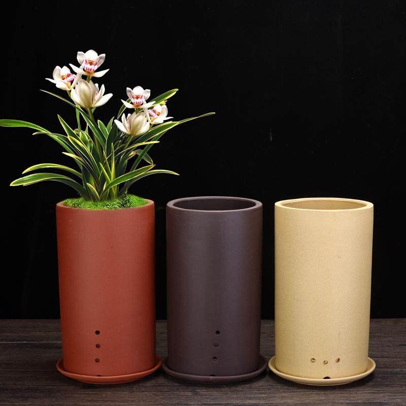 紫砂兰花盆精品圆口高直筒古典陶瓷客厅悬崖松柏春兰云竹专用包邮,鲜花速递/花卉仿真/绿植园艺,花盆,淘宝优惠券,粉丝福利购,淘宝优惠卷