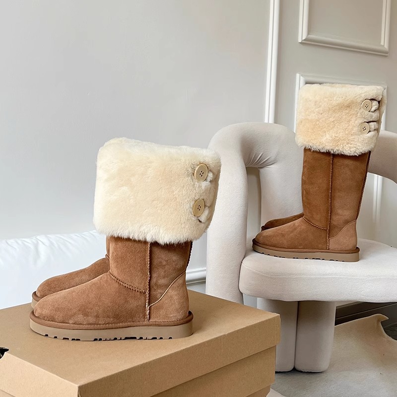 皮毛一体千颂伊款过膝高筒雪地靴
