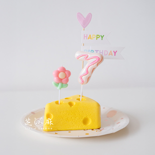 芝小麻甜甜圈数字蜡烛生日蛋糕插件庆生派对狗狗猫咪宠物蛋糕装饰