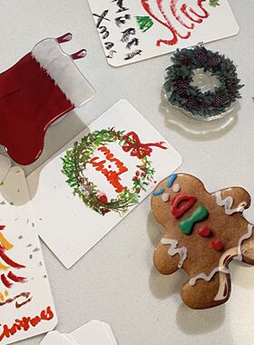 Tabularasa原创圣诞袜姜饼人花环手机气囊支架3m胶可爱小众