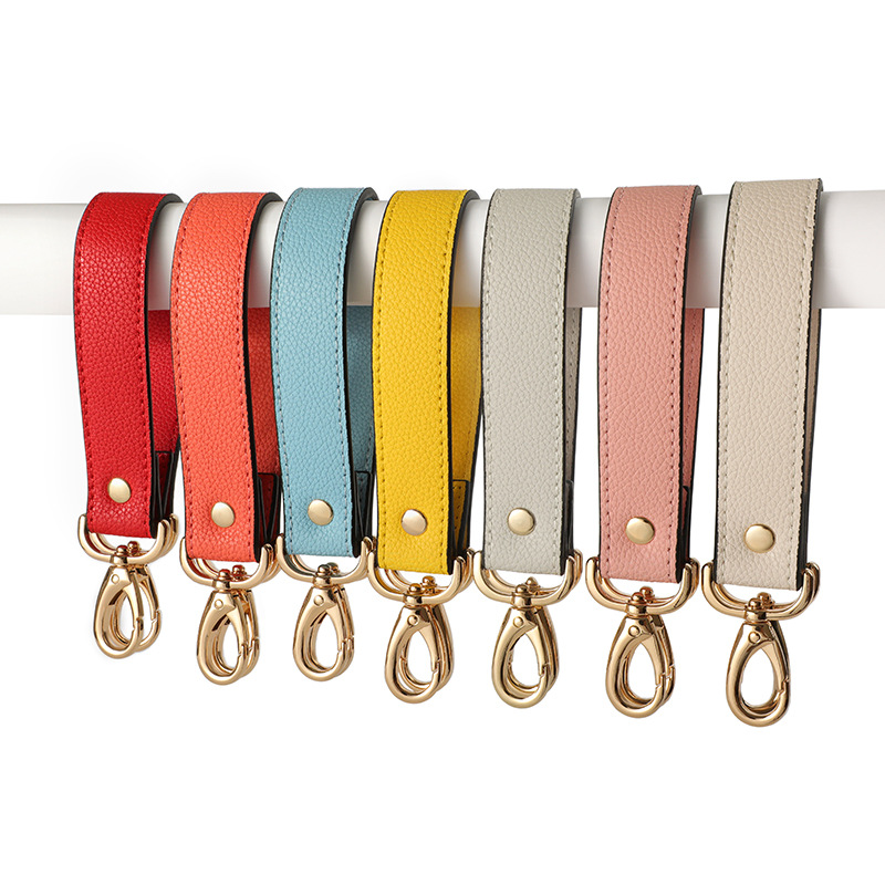 跨境热卖款B-27头层牛皮摔纹手挽带子女包带荔枝纹35cm短包带配件