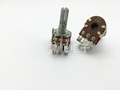 H.T牌RK163双联电位器A100K*2内弯脚轴长20MM锯齿