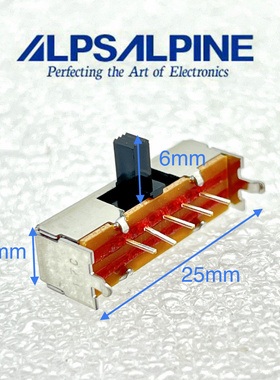 ALPS SSSU113200 滑动拨动开关单排5脚3挡测脚带支架轴6MM