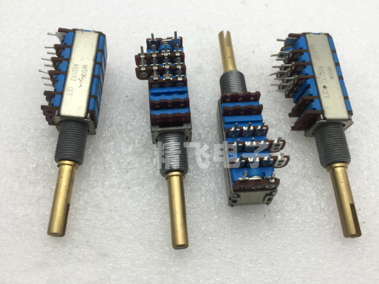 TOCOS日本RK12三联带开关电位器W50K A50K*2轴长30MM