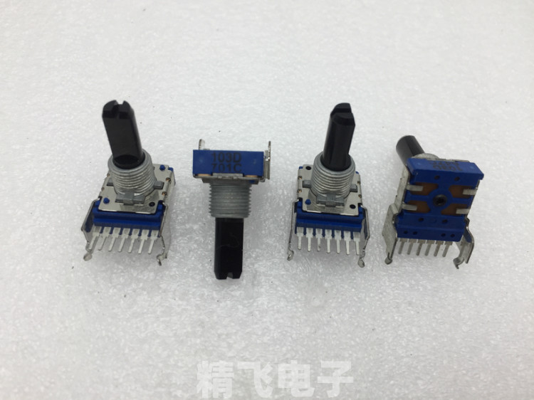 日本ALPS阿尔卑斯RK14双联电位器D10K*2带中心定位轴长20MM