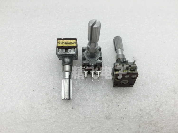 日本NOBLE贵族RK12双联电位器A50K*2轴长25MM锯齿
