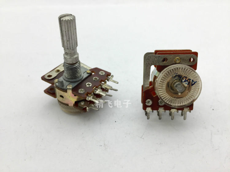 优质RK16型双联电位器A50K带抽41定位轴长25MM锯齿